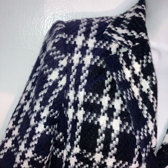 Worthington Long Plaid Jacket Coat 4 Blue White - Picture 4 of 6